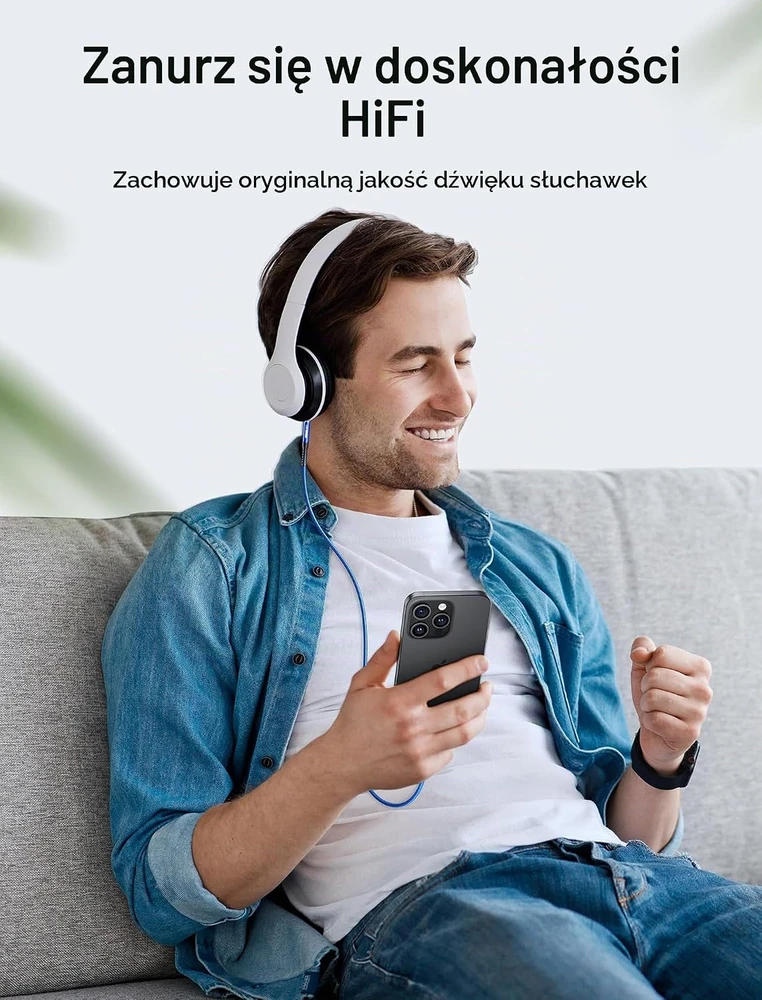 JSAUX USB-C–3,5 mm AUX garso kabelis su DAC, 1 m, JSDENZC2AUXBU2M