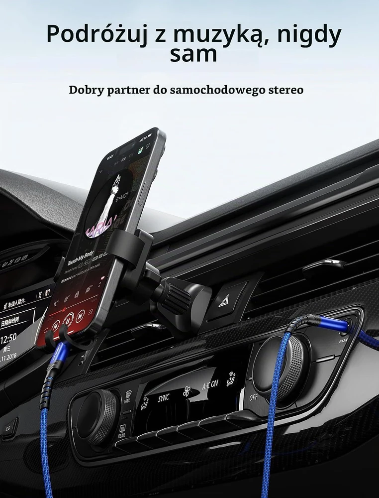 JSAUX USB-C–3,5 mm AUX garso kabelis su DAC, 1 m, JSDENZC2AUXBU2M