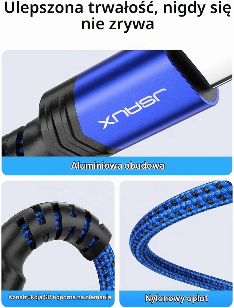 JSAUX USB-C–3,5 mm AUX garso kabelis su DAC, 1 m, JSDENZC2AUXBU2M