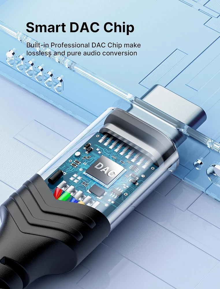 JSAUX USB-C–3,5 mm garso adapteris su DAC, 16 bitų / 48 kHz, CM0011