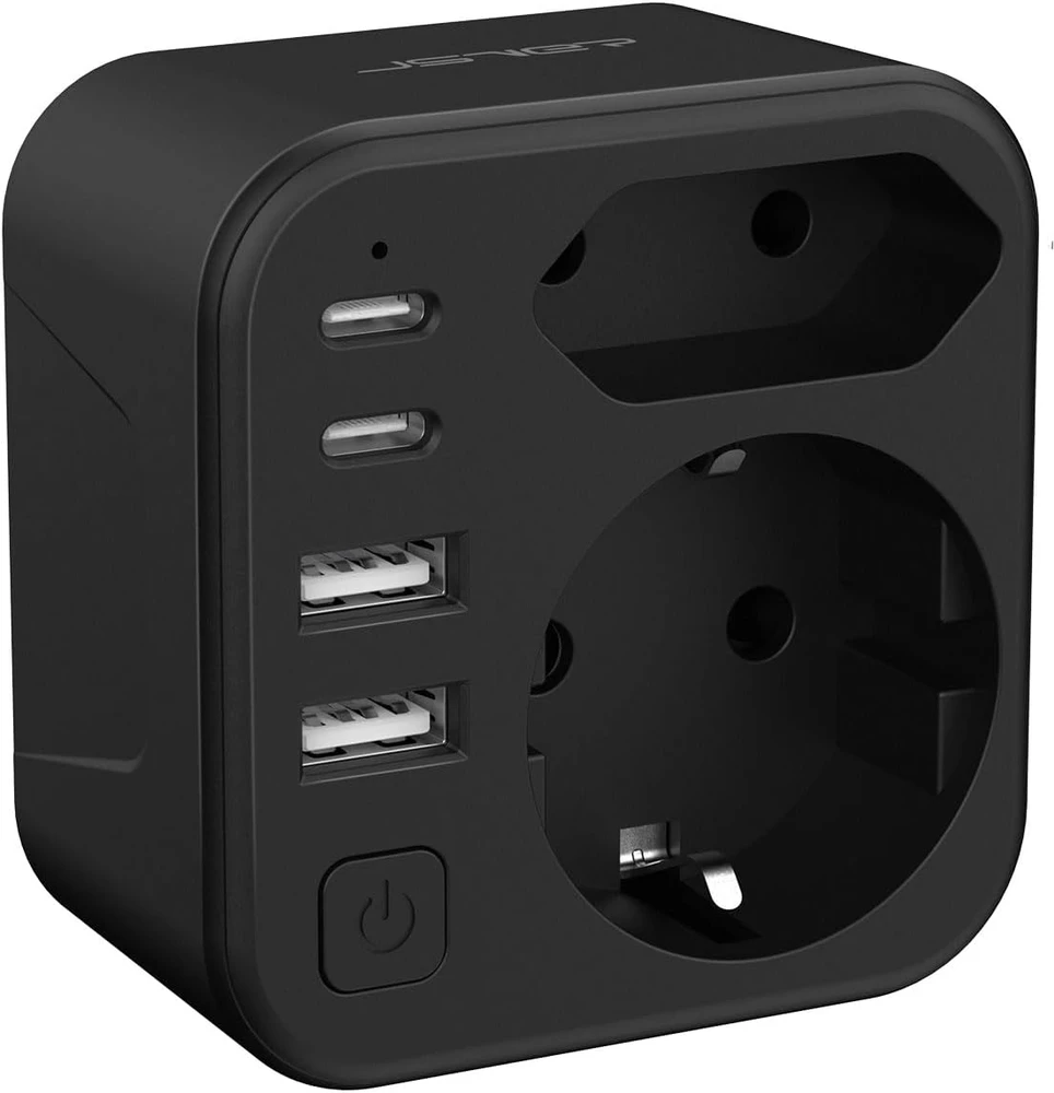 JSVER kelioninis adapteris Type G su 2 USB-C ir 2 USB-A, 3680 W, JSVER-PA2042-UK