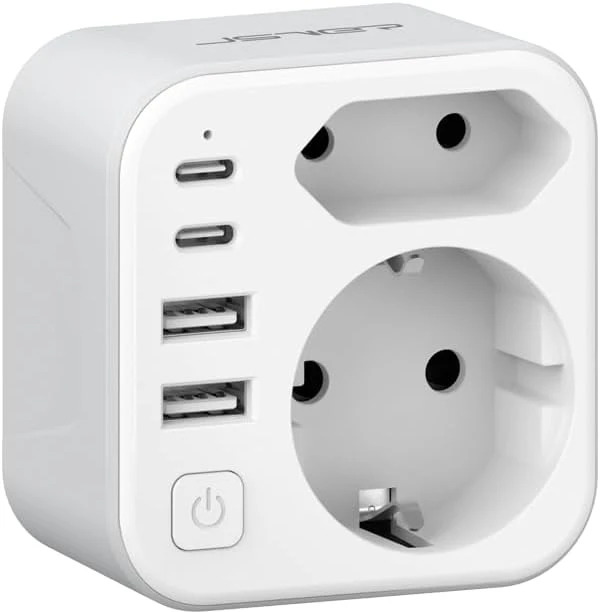 JSVER kelioninis JAV tipo B kištuko adapteris su 2 USB-C ir 2 USB-A, 17 W JSVER-PA2042-US