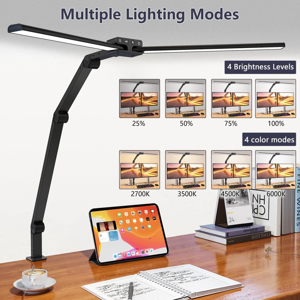 KableRika LED stalinė lempa su spaustuku, 24 W, 1200 lm, 80 cm, ED-ME-001