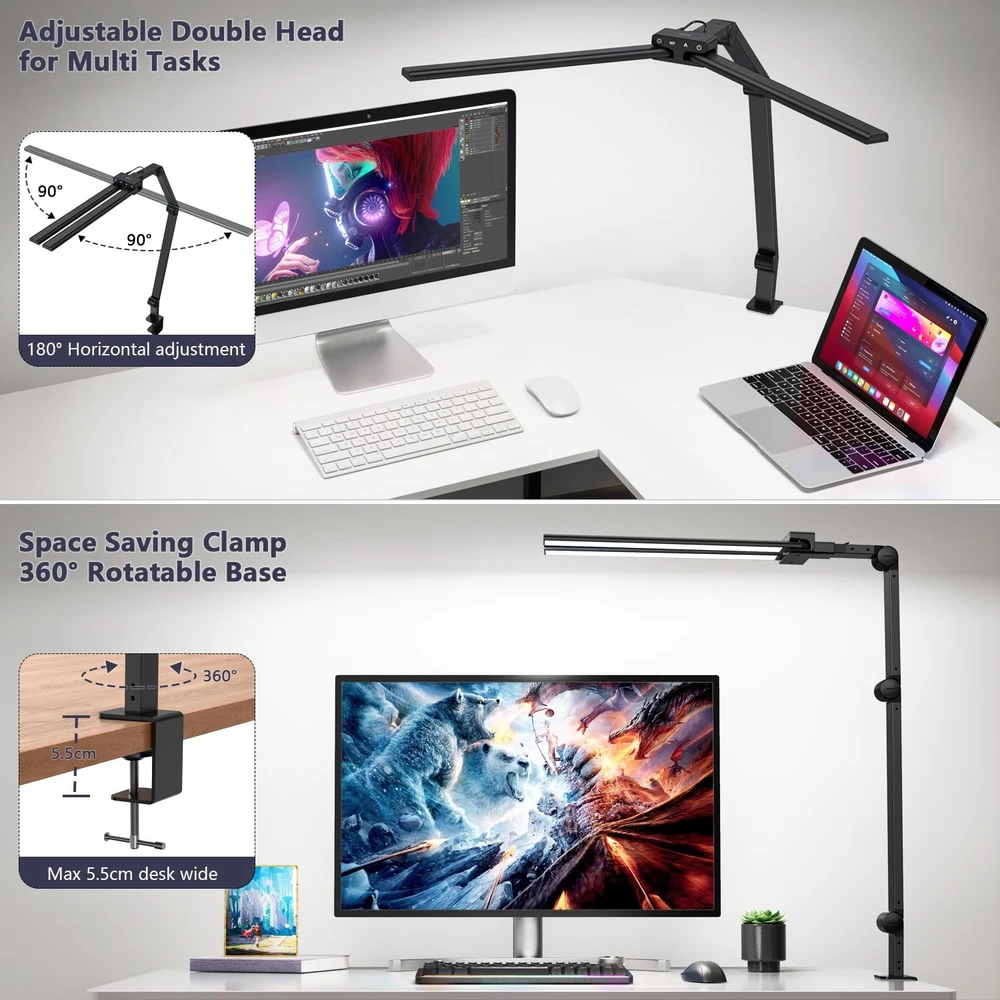 KableRika LED stalinė lempa su spaustuku, 24 W, 1200 lm, 80 cm, ED-ME-001
