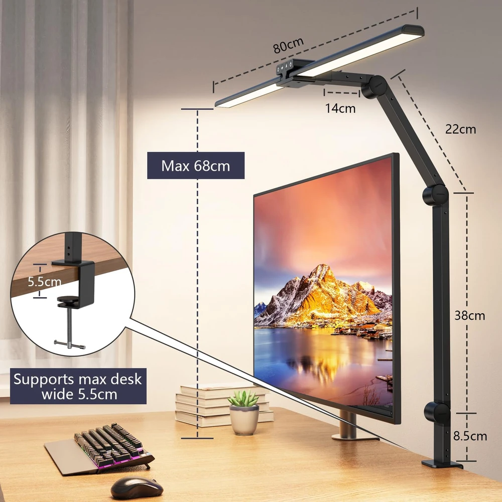 KableRika LED stalinė lempa su spaustuku, 24 W, 1200 lm, 80 cm, ED-ME-001