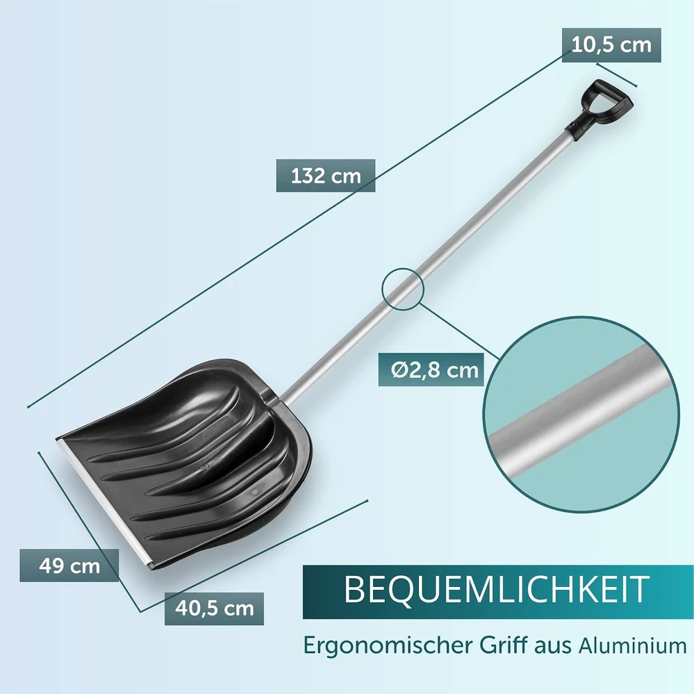 KADAX sniego kastuvas su ergonomine aliuminine rankena 132 cm, juodas K449