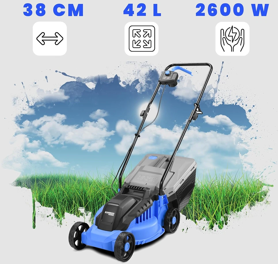 Kanwod elektrinė vejapjovė 1600 W, 38 cm pjovimo plotis, 5 aukščio lygiai, KGALM-1638
