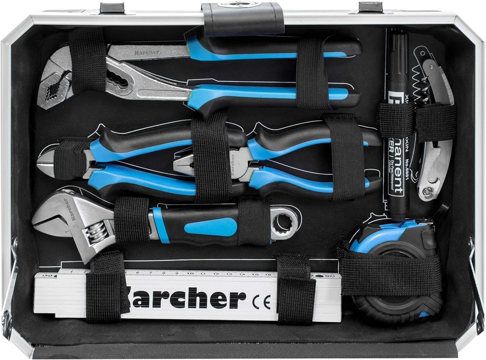 Karcher įrankių rinkinys 114 dalių, plieno, su dėže, plaktuku ir atsuktuvais