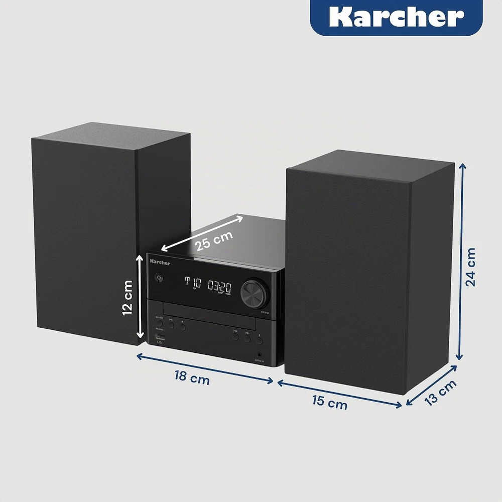 Muzikinis centras Karcher kompaktinė stereo sistema su CD grotuvu, DAB+/FM, Bluetooth 5.4, 20 W MC 6475D