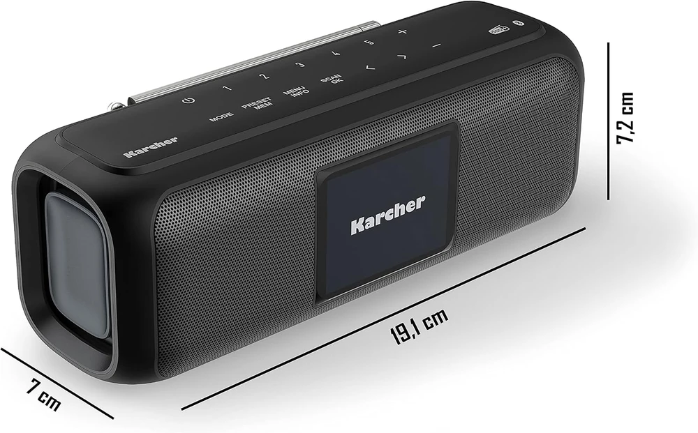 Karcher nešiojamasis Bluetooth garsiakalbis su DAB+ ir FM radiju, 5 W, DAB Go