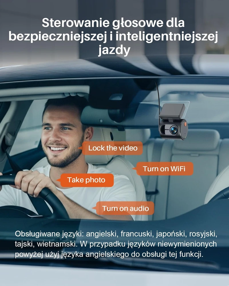 KAWA automobilinė mini vaizdo kamera 2K 1296p su Wi-Fi ir valdymu balsu