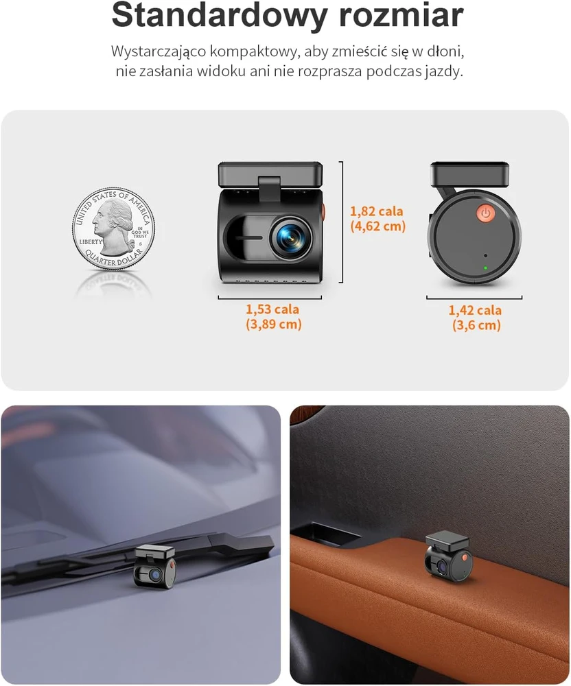 KAWA automobilinė mini vaizdo kamera 2K 1296p su Wi-Fi ir valdymu balsu