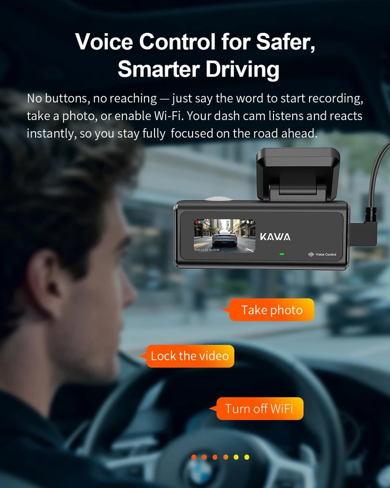 KAWA automobilinis vaizdo registratorius 4K su galine 1080P kamera, GPS, Wi-Fi 6 CJ5517
