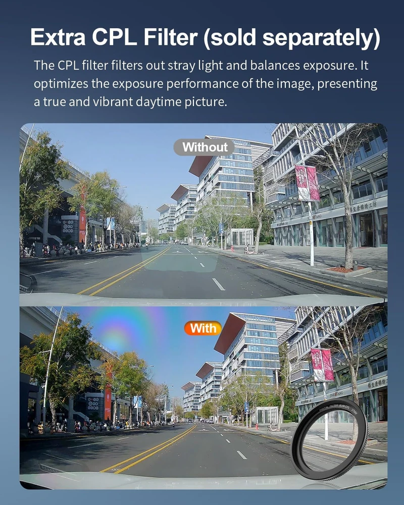 KAWA automobilinis vaizdo registratorius 4K su galine 1080P kamera, GPS, Wi-Fi 6 CJ5517