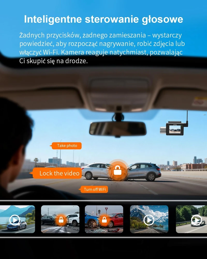 KAWA automobilių vaizdo registratorius 4K su galine 1080p kamera, GPS, Wi-Fi 6, CJ4519