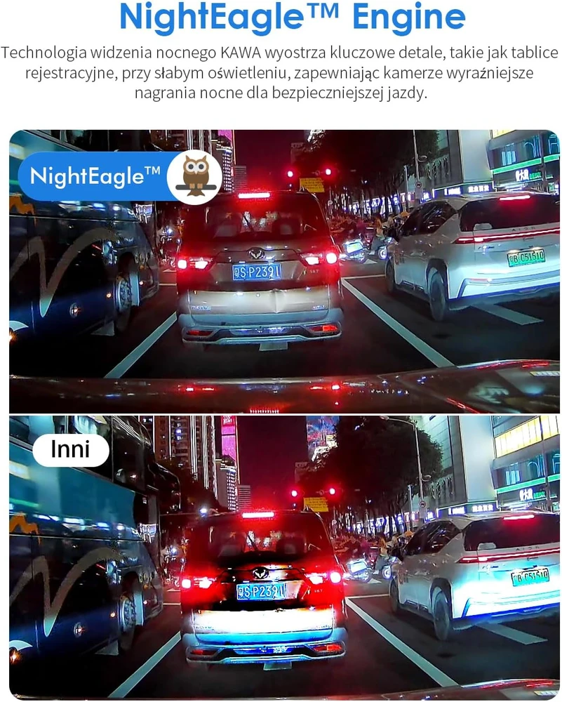 KAWA priekinė automobilinė vaizdo kamera 3K 1620P su Wi-Fi ir valdymu balsu KAWA 3K