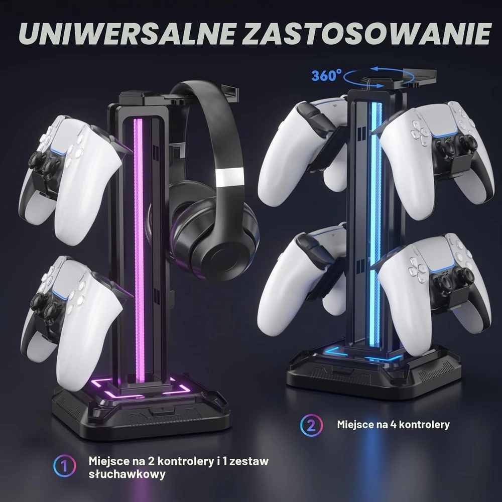 KDD RGB ausinių ir žaidimų valdiklių stovas su pasukamu laikikliu KDD-728B