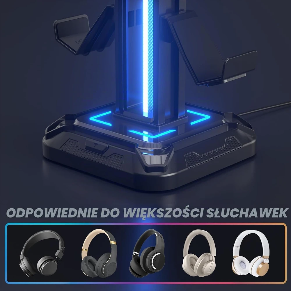 KDD RGB ausinių ir žaidimų valdiklių stovas su pasukamu laikikliu KDD-728B