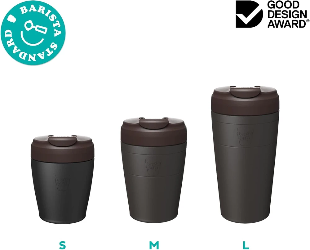 KeepCup kelioninis termopuodelis iš nerūdijančiojo plieno, 340 ml, juodas, SCOBLA12