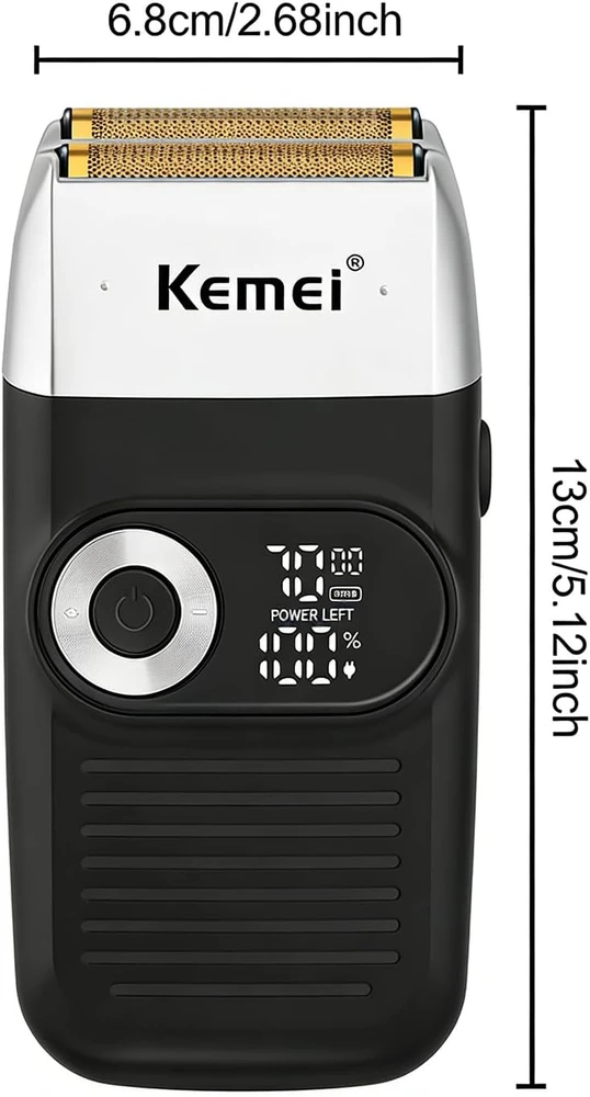KEMEI folinė elektrinė barzdaskutė su ištraukiamu trimeriu ir 2000 mAh baterija KM-2026 Juodas