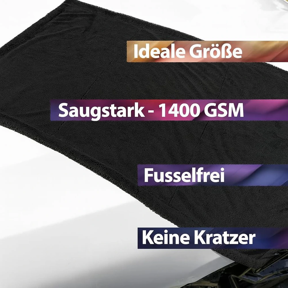 Kemes mikrofibros šluostė automobiliui 80 x 50 cm, XXL, 1400 GSM, itin sugerianti