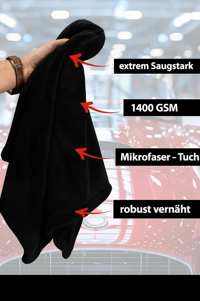 Kemes mikrofibros šluostė automobiliui 80 x 50 cm, XXL, 1400 GSM, itin sugerianti
