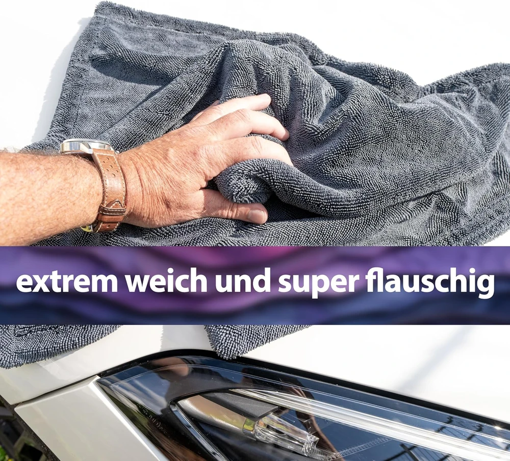 Kemes mikropluošto šluostė automobiliui, XXL, 1400 g/m², 40x60 cm, labai sugerianti, pilka