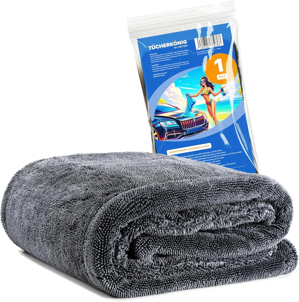 Kemes mikropluošto šluostė automobiliui, XXL, 1400 g/m², 40x60 cm, labai sugerianti, pilka