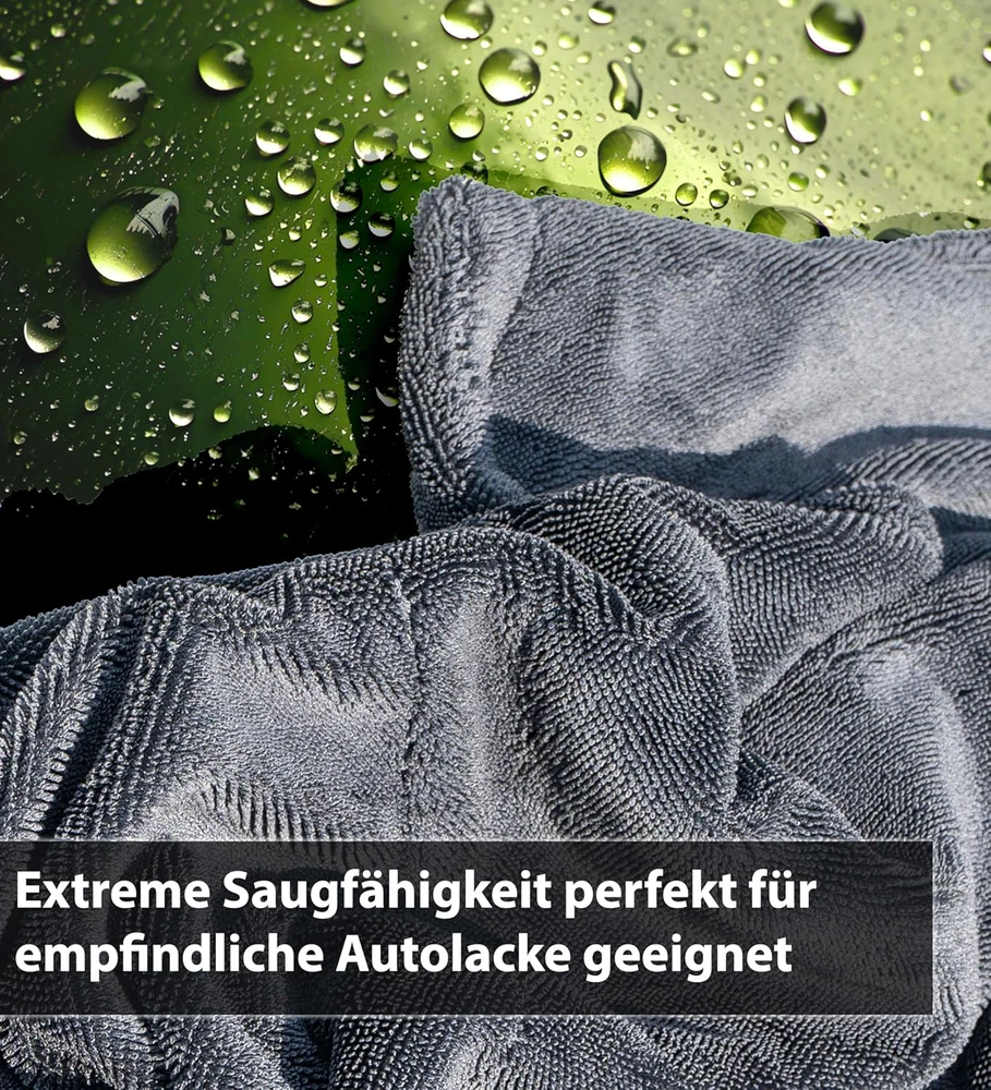 Kemes mikropluošto šluostė automobiliui, XXL, 40 x 40 cm, 1400 g/m², itin sugerianti, pilka