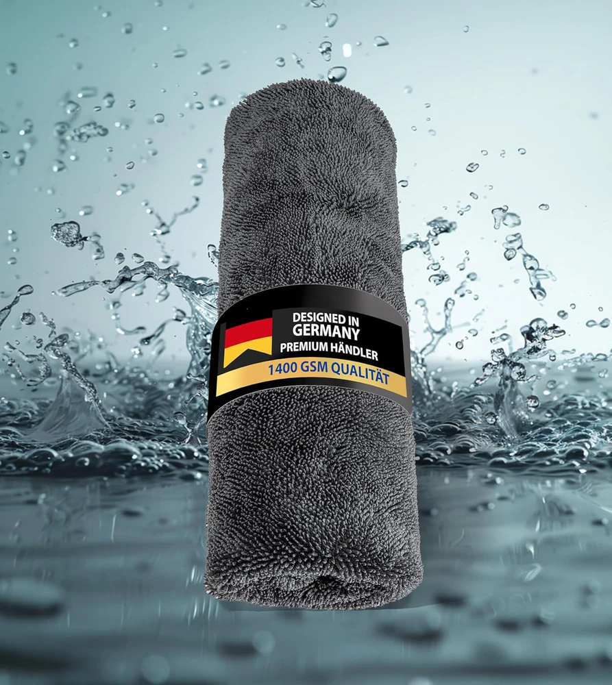 Kemes mikropluošto šluostė automobiliui, XXL, 1400 g/m², 40x60 cm, labai sugerianti, pilka
