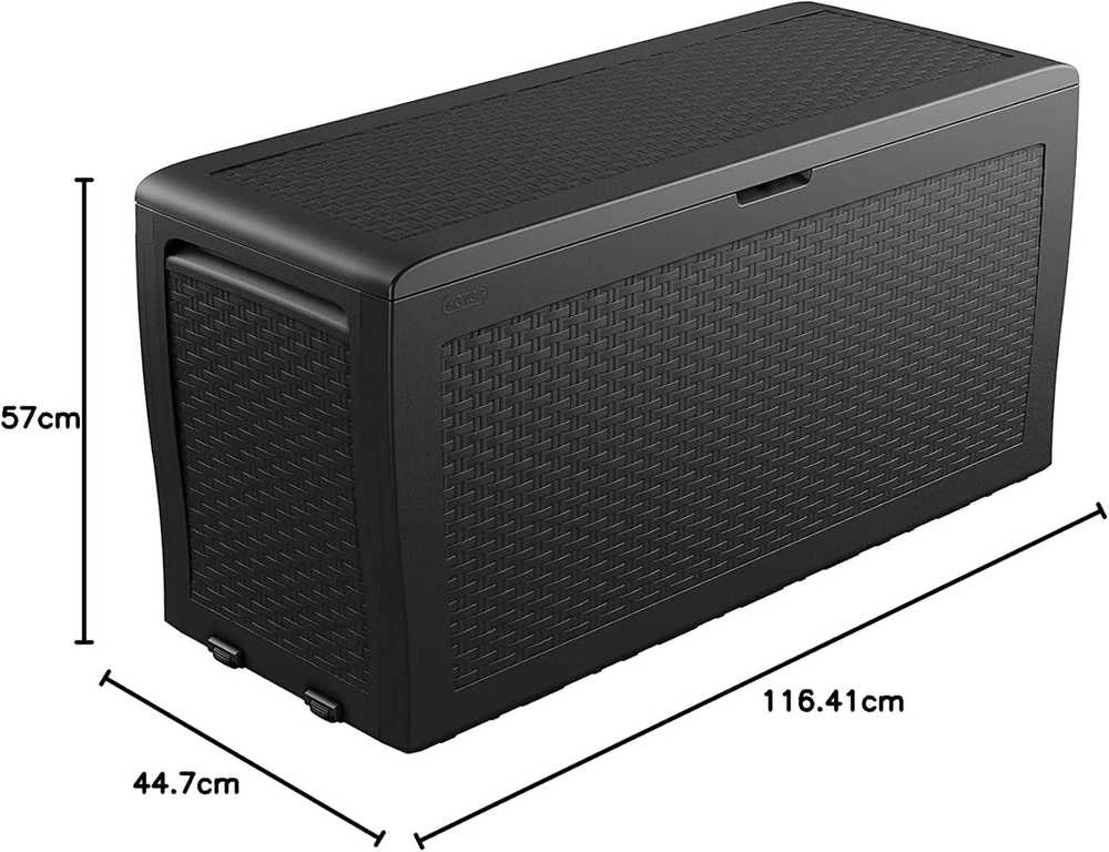 Keter lauko sandėliavimo dėžė Samoa, 270 l talpa, su ratukais, antracito spalvos, 117 × 45 × 57 cm, K246970