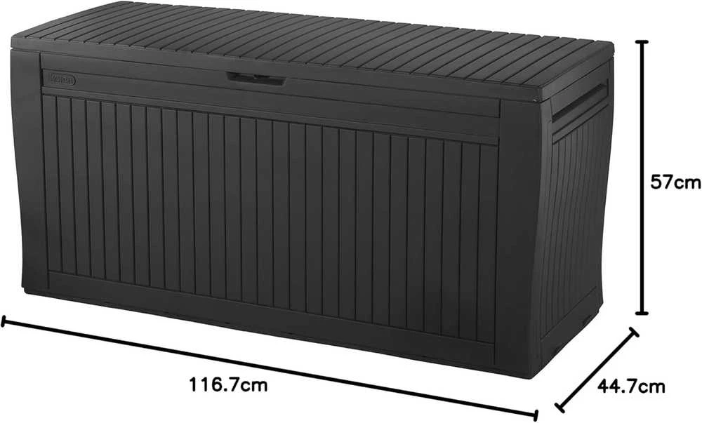 Curver Keter sodo dėžė Comfy, plastikinė, grafito spalvos, 270 l talpa, K229525
