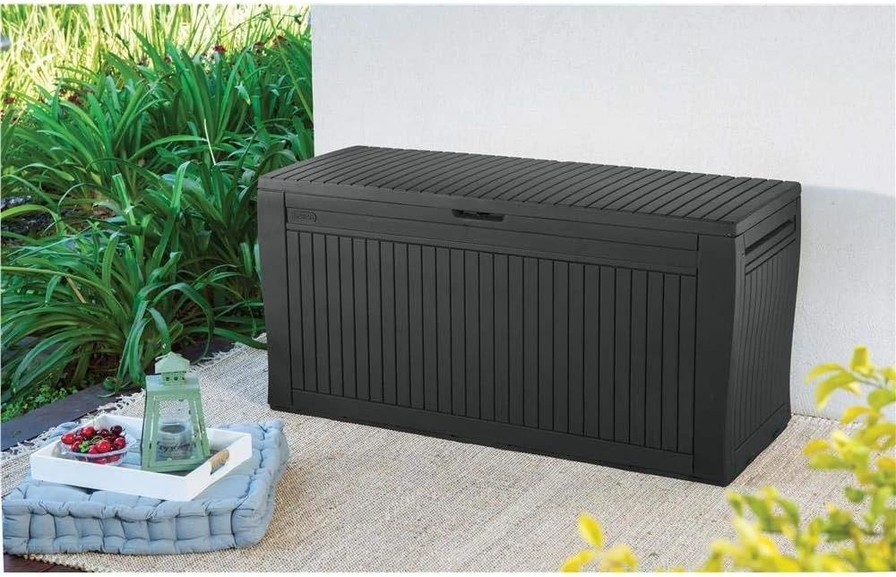 Curver Keter sodo dėžė Comfy, plastikinė, grafito spalvos, 270 l talpa, K229525