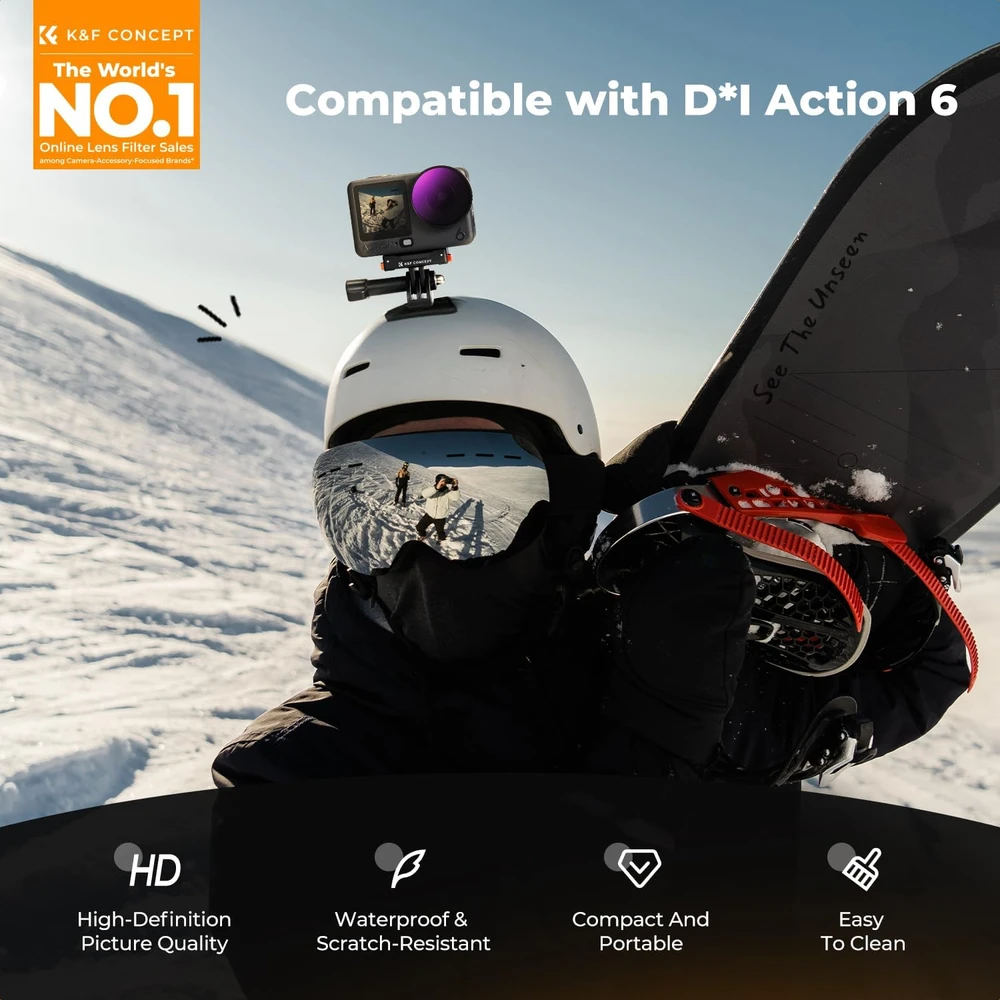 K&F CONCEPT 6 filtrų rinkinys DJI Osmo Action 6 kamerai su CPL, ND8–ND64 ir Juodas-Mist 1/4