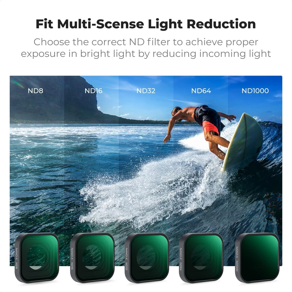 K&F CONCEPT 6 filtrų rinkinys GoPro Hero 9–13 kameroms su CPL ir ND8–ND1000 filtrais SKU.2012V1