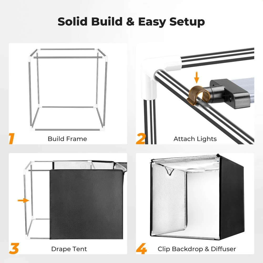 K&F Concept 60 cm sulankstomas fotografijos studijos šviesdėžės softboxas, 12 W, USB