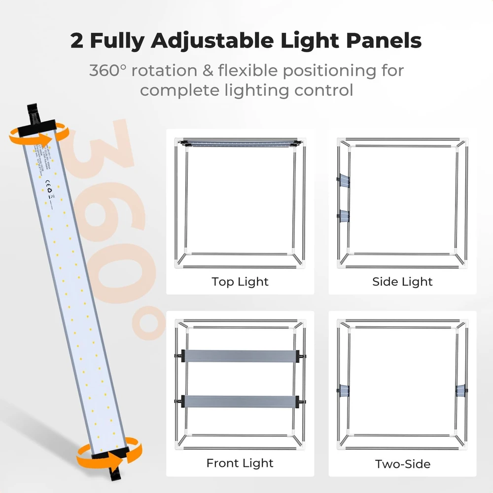 K&F Concept 60 cm sulankstomas fotografijos studijos šviesdėžės softboxas, 12 W, USB