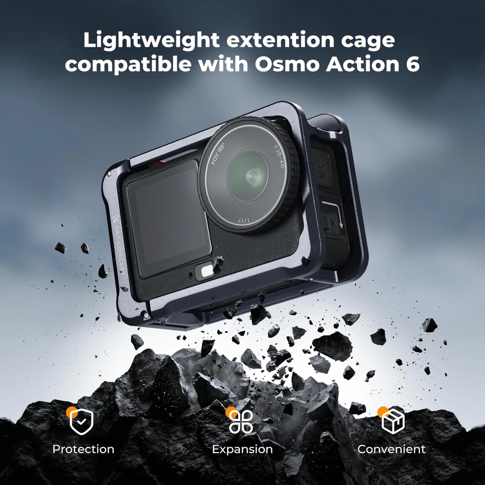 K&F CONCEPT aliumininis apsauginis rėmelis DJI Osmo Action 6 su šaltuoju laikikliu KF12.0066
