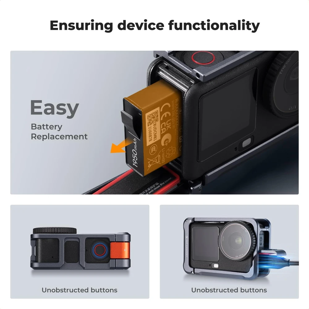 K&F CONCEPT aliumininis apsauginis rėmelis DJI Osmo Action 6 su šaltuoju laikikliu KF12.0066