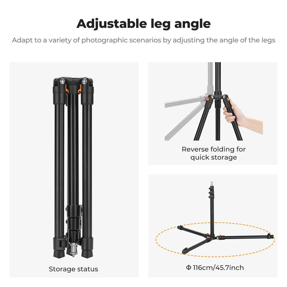 K&F CONCEPT aliumininis apšvietimo stovas 53–200 cm, 5kg, JPKF34.038