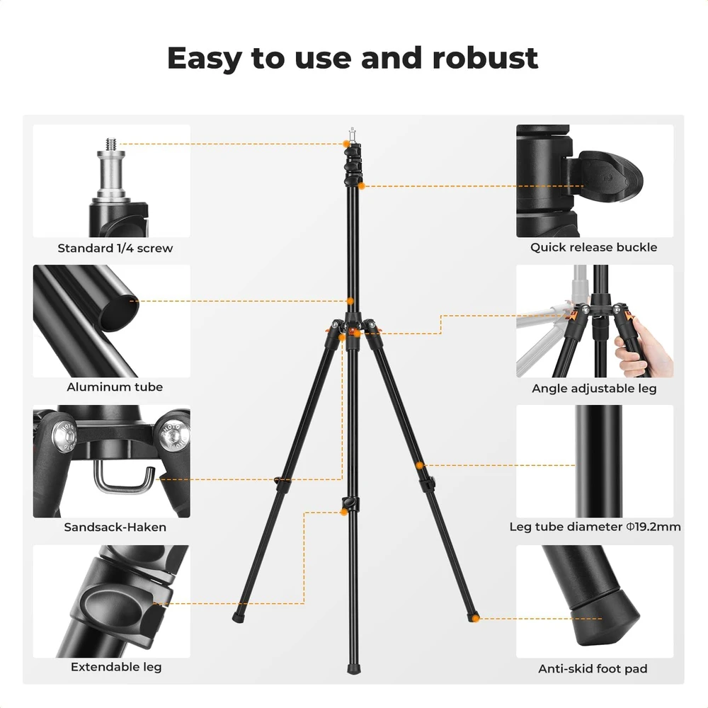 K&F CONCEPT aliumininis apšvietimo stovas 53–200 cm, 5kg, JPKF34.038