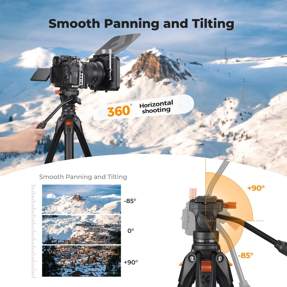 K&F CONCEPT aliumininis foto ir vaizdo trikojis su skystine galvute 185 cm KF09.172