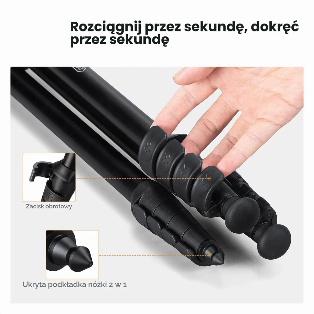 K&F CONCEPT aliumininis fotoaparato trikojis su rutuline galvute, 162,5 cm, O235A1+BH-40