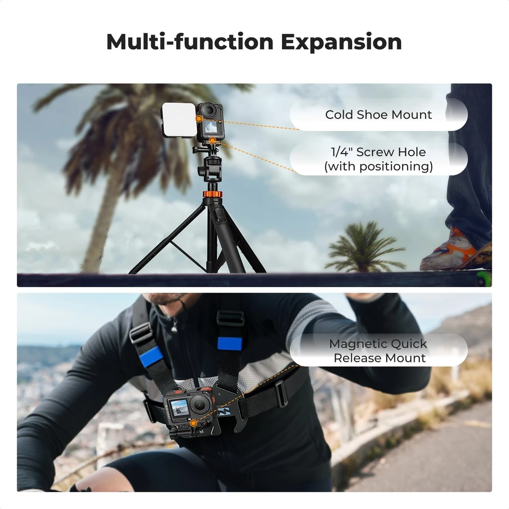 K&F CONCEPT aliumininis kameros narvelis DJI Osmo Action 6 su karštosios jungties laikikliu KF12.0026
