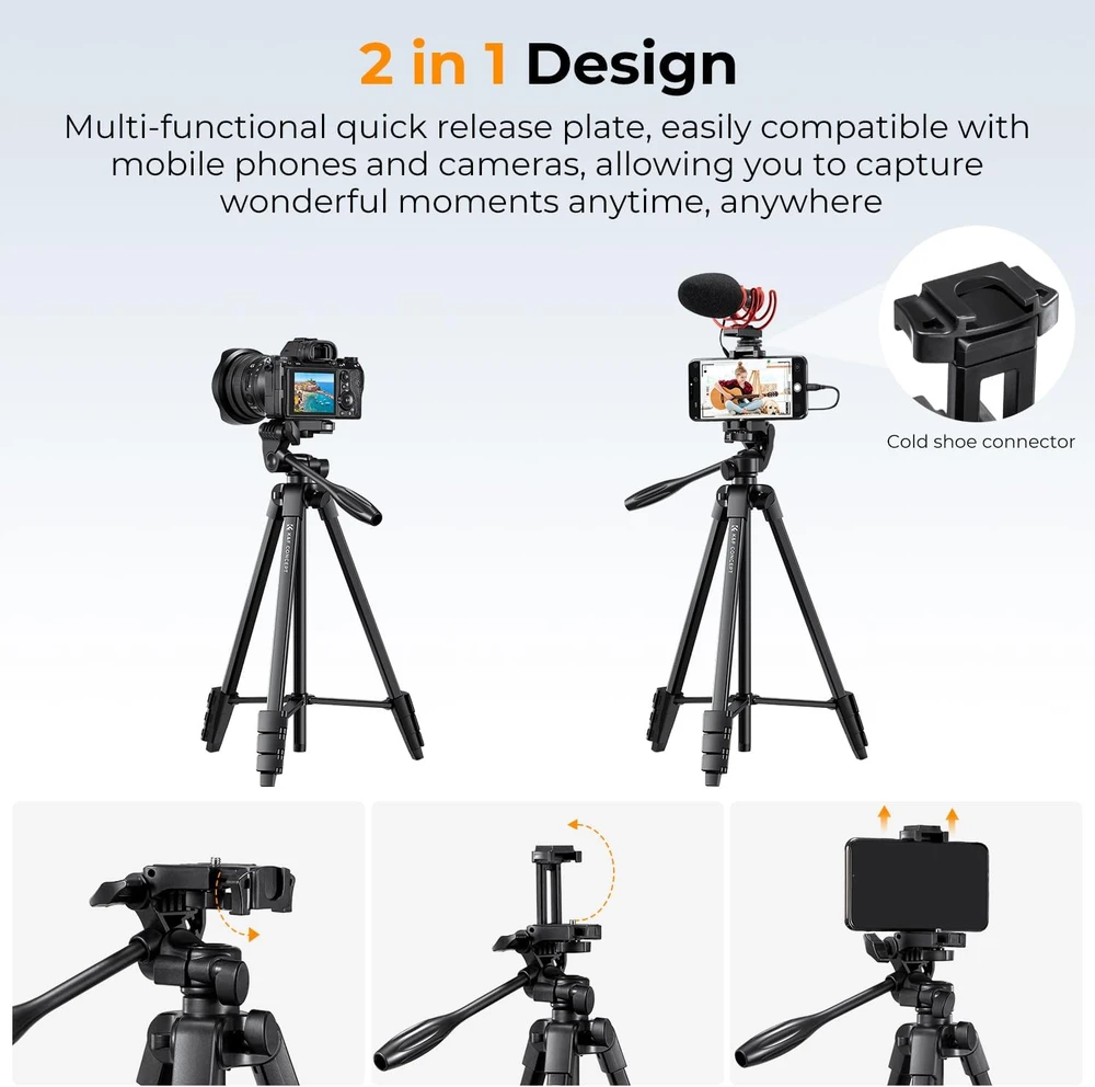 Vaizdo trikojis - K&F Concept S174A1 vaizdo trikojis 2-in-1 tvirtinimas 3kg juodas