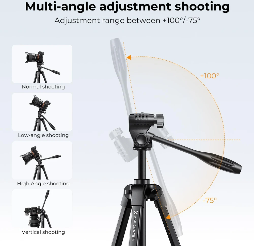Vaizdo trikojis - K&F Concept S174A1 vaizdo trikojis 2-in-1 tvirtinimas 3kg juodas