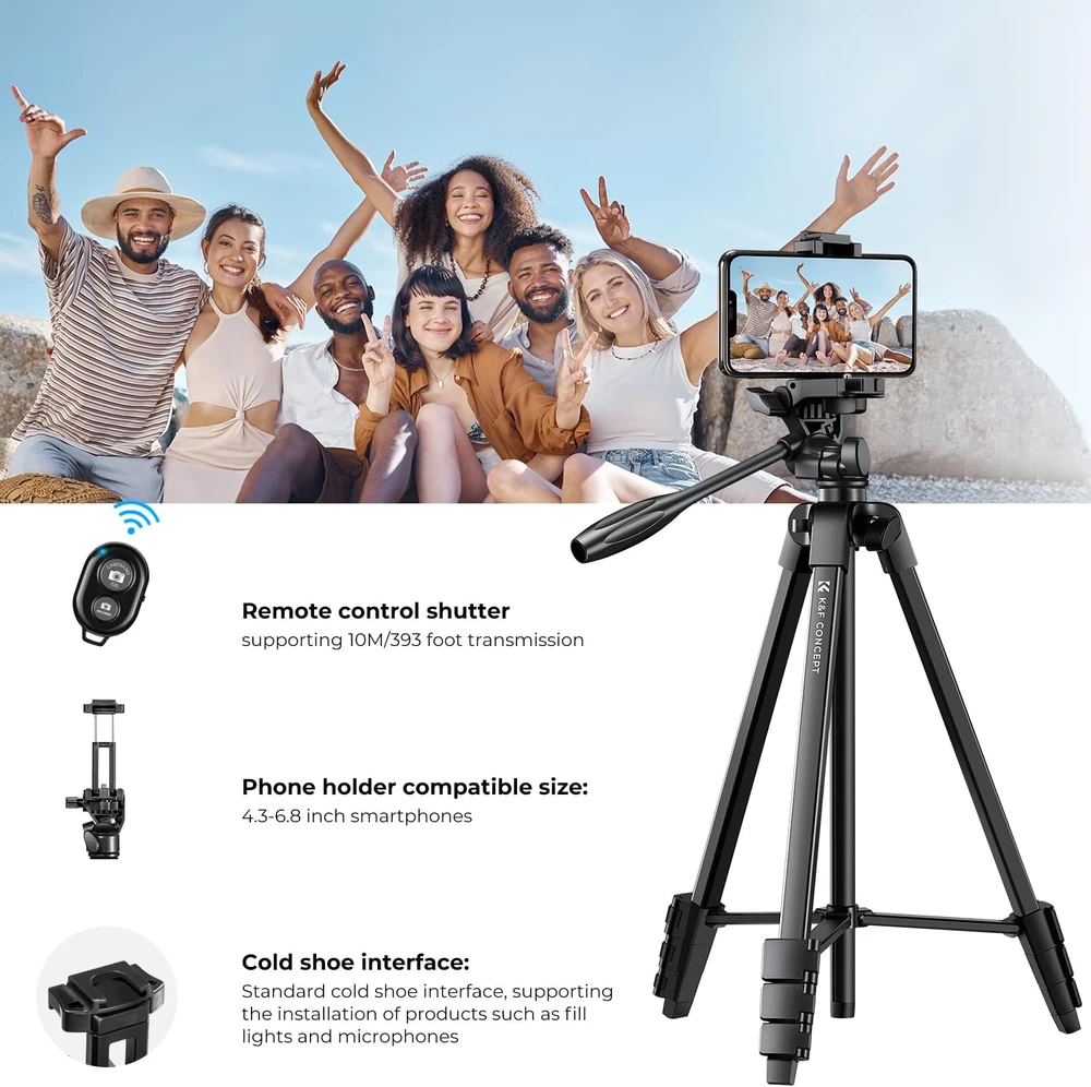 Vaizdo trikojis - K&F Concept S174A1 vaizdo trikojis 2-in-1 tvirtinimas 3kg juodas