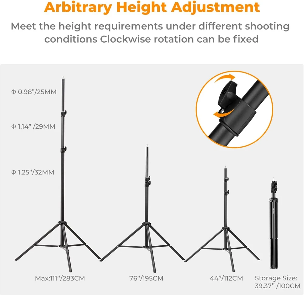 K&F CONCEPT apšvietimo stovas fotografijai 93,8–280 cm, 8kg, KF34.043