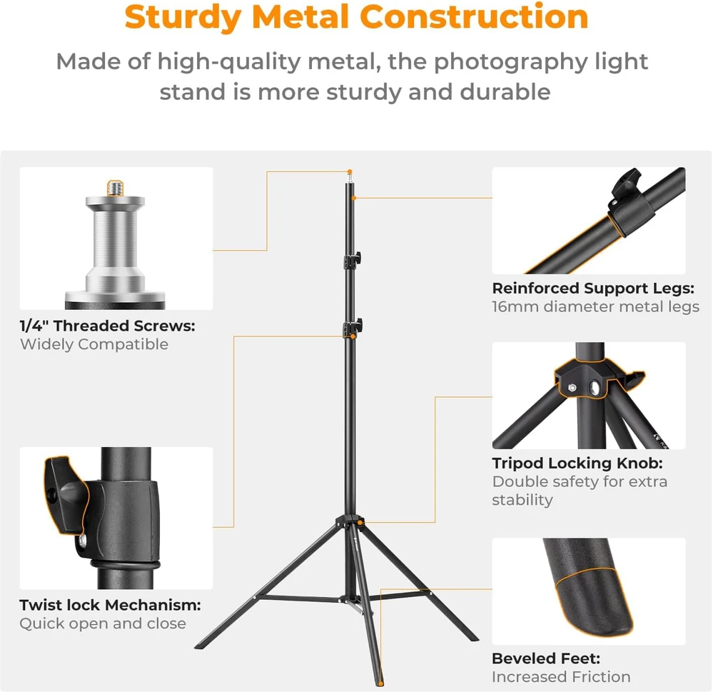 K&F CONCEPT apšvietimo stovas fotografijai 93,8–280 cm, 8kg, KF34.043