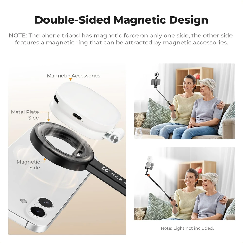 K&F CONCEPT asmenukių trikojis išmaniesiems telefonams su MagSafe, 180 cm, KF15.0044